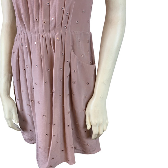 sz 6 Rebecca Taylor Strapless Silk Dress Pink - Picture 6 of 12